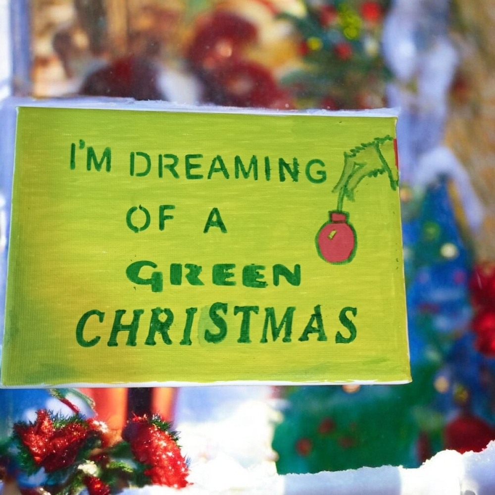 Homemade 5X7 Canvas Green Christmas Decorative Sign